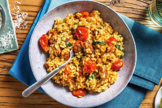 Réaliser un risotto au chorizo et au parmesan